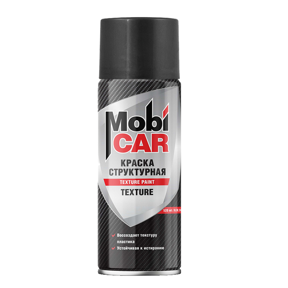 Структурная краска MobiCAR Texture 520 мл чёрная матовая - фото1